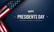 © Be Pro - Presidents Day Banner Design with American flag illustration on the blue background.