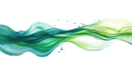 Poster - green and blue abstract wave flowing on transparent background