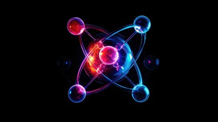 Poster - Colorful Atomic Model with Energy Effects on Dark Background