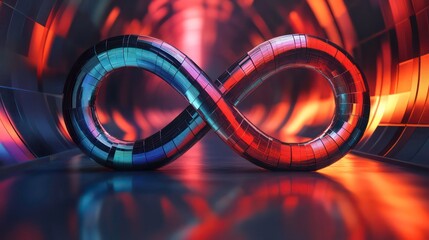 Fototapete - Abstract background with infinity sign. Digital background. 3D rendering