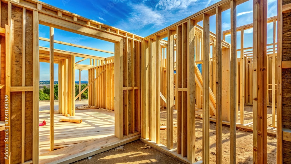 New Home Construction: Close-up of 2x4 Door Frame, Wood Framing Detail ...