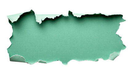 Poster - Torn green paper piece with transparent background revealing checkered pattern