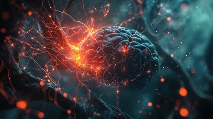 Poster - Neural Connections in a Brain with Glowing Electric Activities