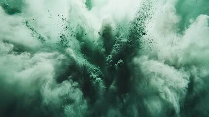 Wall Mural - abstract powder splatted background,freeze motion of green powder exploding/throwing green, abstract