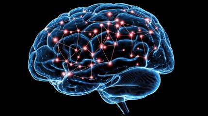 Poster - Futuristic Brain Illustration with Neural Connections and Light Nodes