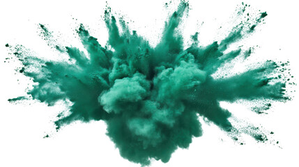 Poster - Green powder exploding with transparent background