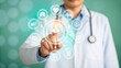 © ole - Medical Professional Interacting with Health Technology Icons in Modern Healthcare Environment