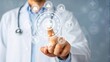 © ole - Doctor Using Touchscreen Interface with Medical Icons for Digital Healthcare Solutions