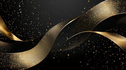 Poster - Black background with gold ribbon elements and glitter