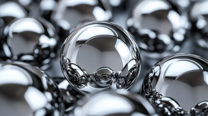 Poster - Reflective Silver Spheres on a Smooth Surface in Soft Lighting