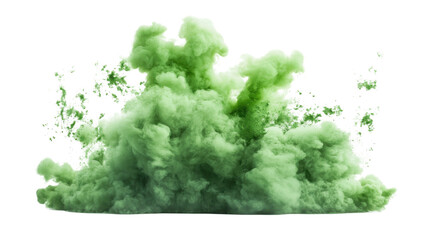 Poster - Green smoke cloud rising with transparent background