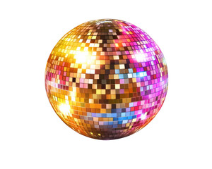 glittering disco ball reflecting colorful lights, perfect for parties and celebrations. Its vibrant colors and shiny surface create festive atmosphere