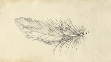 Poster - Detailed Sketch of a Feather with Delicate Lines and Textures