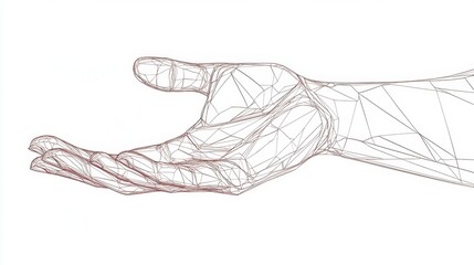 Poster - Hand Outline in Geometric Style with Wireframe Design Elements