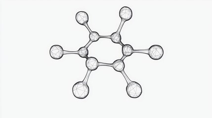 Poster - Abstract Molecular Structure with Geometric Connections in Black