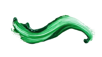 Poster - green paint stroke forming a wave on transparent background