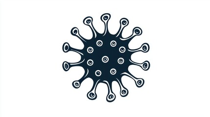 Poster - Dark Silhouette of Abstract Virus Shape with Protruding Structures