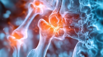 Poster - Close-up of a medical diagram showing the progression of arthritis in joint tissue
