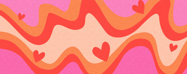 Wall Mural - creative concept of love background. valentines day modern abstract art design with hearts in waves 