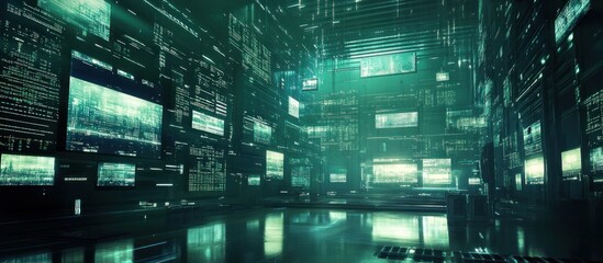 Poster - Immersive Digital Matrix: A Cyberpunk Data Stream Visualization