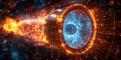 Poster - explosive energy concept futuristic turbine visualization digital realm 3d render high-tech environm
