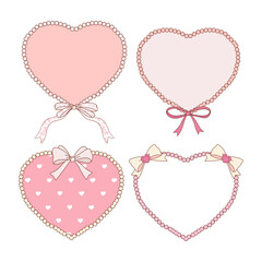 Wall Mural - Valentine s day frames collection with hand drawn whimsical heart frames in coquette style  graphic set light pink pastel color style vector 08