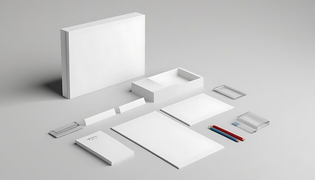 3d model white of blank stationery design template set,Blank Books for mock-up,newspaper headline, business finance and industry, office supply, corporate business, group of objects, 9156