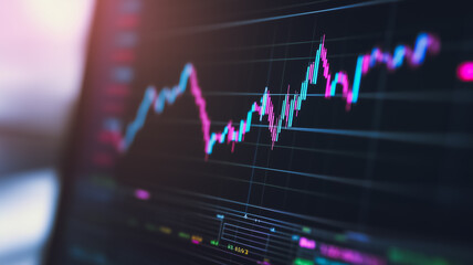 Poster - upward trend: a vibrant, colorful stock market chart displays an upward trend, symbolizing growth, i