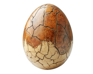 dinosaur egg with cracks and textured surface, isolated on transparency background, evokes sense of ancient history and mystery