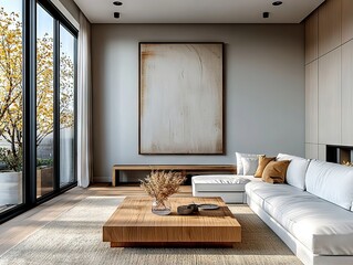 Wall Mural - Modern home interior design inspiring lifestyle living room bright space minimalist concept