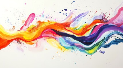Aufkleber - Dynamic splash of multicolored paint strokes on a white background