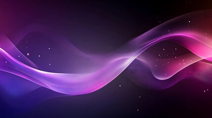 Poster - Neon glowing abstract purple waves on dark background
