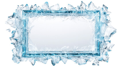 Poster - Frozen frame surrounded by ice crystals on transparent background