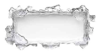 Poster - Realistic horizontally oriented ice frame with transparent background surrounding white area