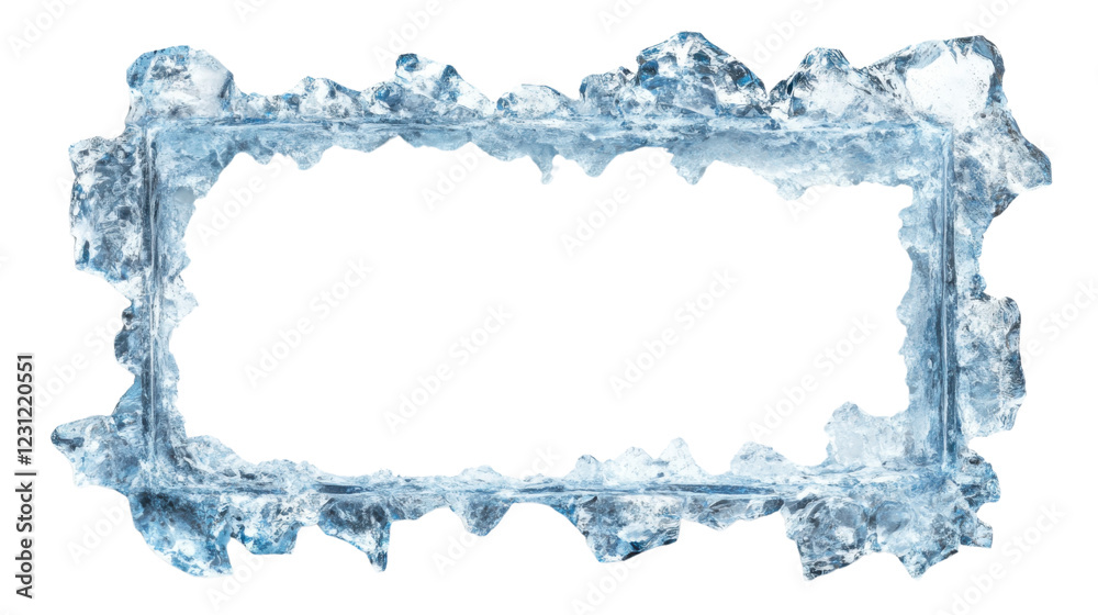 Realistic ice frame border with transparent background for winter ...