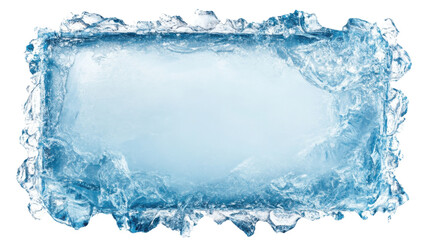 Poster - Frozen rectangular ice block frame with transparent background, ideal for winter or cool designs