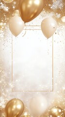 Wall Mural - A modern picture frame with a gold, sparkling backdrop, perfect for New Year’s Eve celebrations or festive photography.