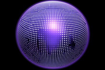 Aufkleber - Abstract Purple Sphere with Illuminated Dots on Black Background