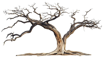 Poster - Gnarled weathered tree standing tall against transparent background