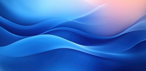 Poster - Blue Gradient Abstract Background Smooth Flowing Curves Watercolor Design