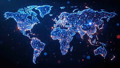 Poster - world map on black background