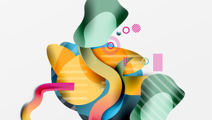 Poster - Abstract background - Lines circles and liquid shapes