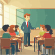 © Sabbir Digital - Students vector design, Teacher in classroom vector design