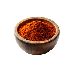 A bowl of red Chili Powder isolated on a transparent background, in PNG format