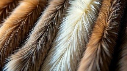 Poster - A row of fur with different colors. The fur is brown and white