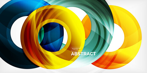 Aufkleber - Bright colorful circles with light effects. Abstract background