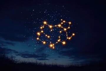 Wall Mural - A constellation of stars shaped like an ancient symbol, their light glowing softly against the backdrop of the night sky.