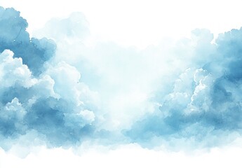 Wall Mural - Serene Watercolor Sky with Blue Hues and Wispy Clouds