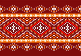 Geometric ethnic oriental seamless pattern traditional Design for background,carpet,wallpaper.clothing,wrapping,Batik fabric,Vector illustration.embroidery style - Sadu, sadou, sadow or sado