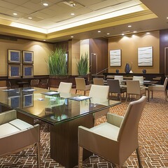 Wall Mural - A conference room with a glass table and chairs